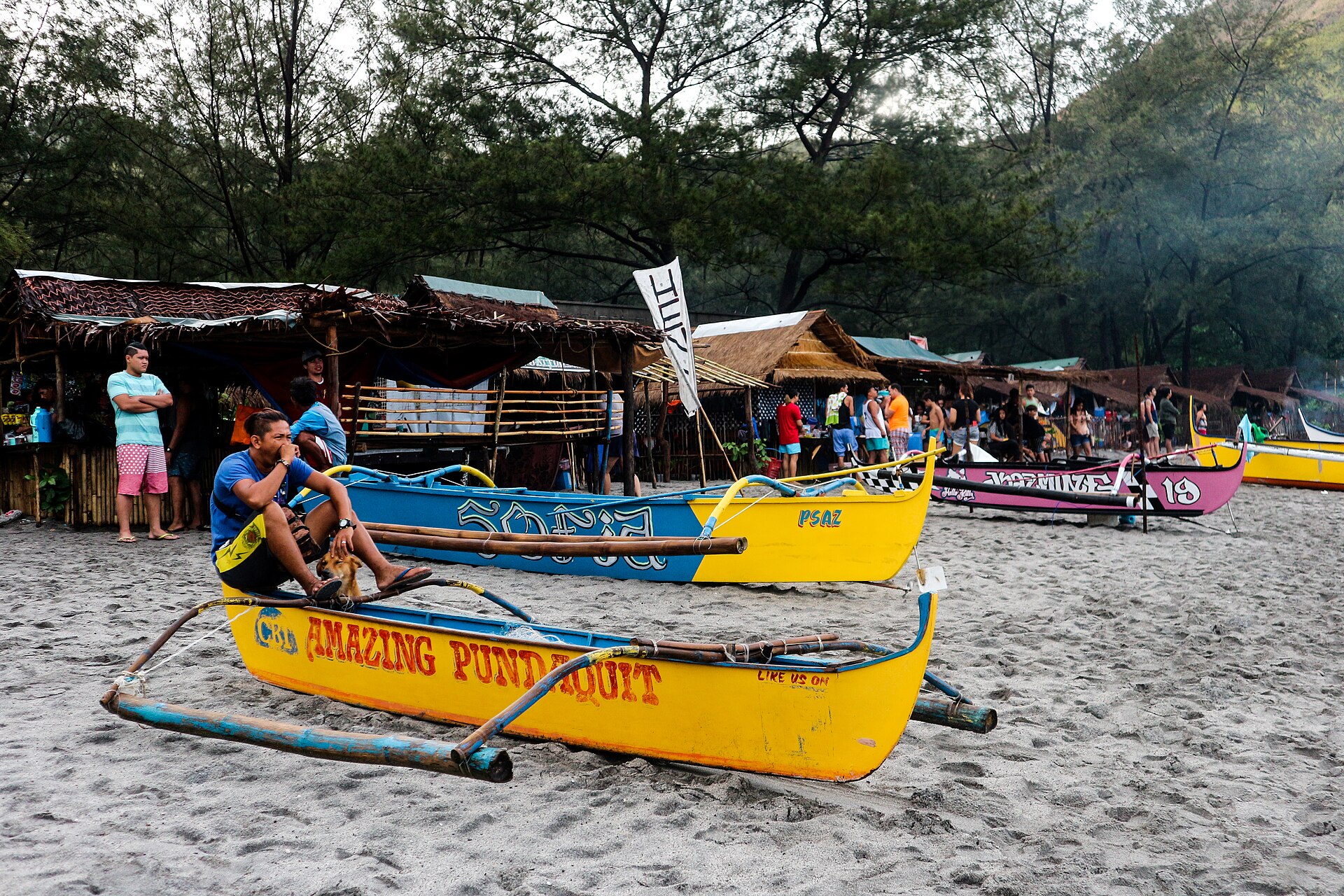 Outrigger boats on the shore, Anawangin Cove