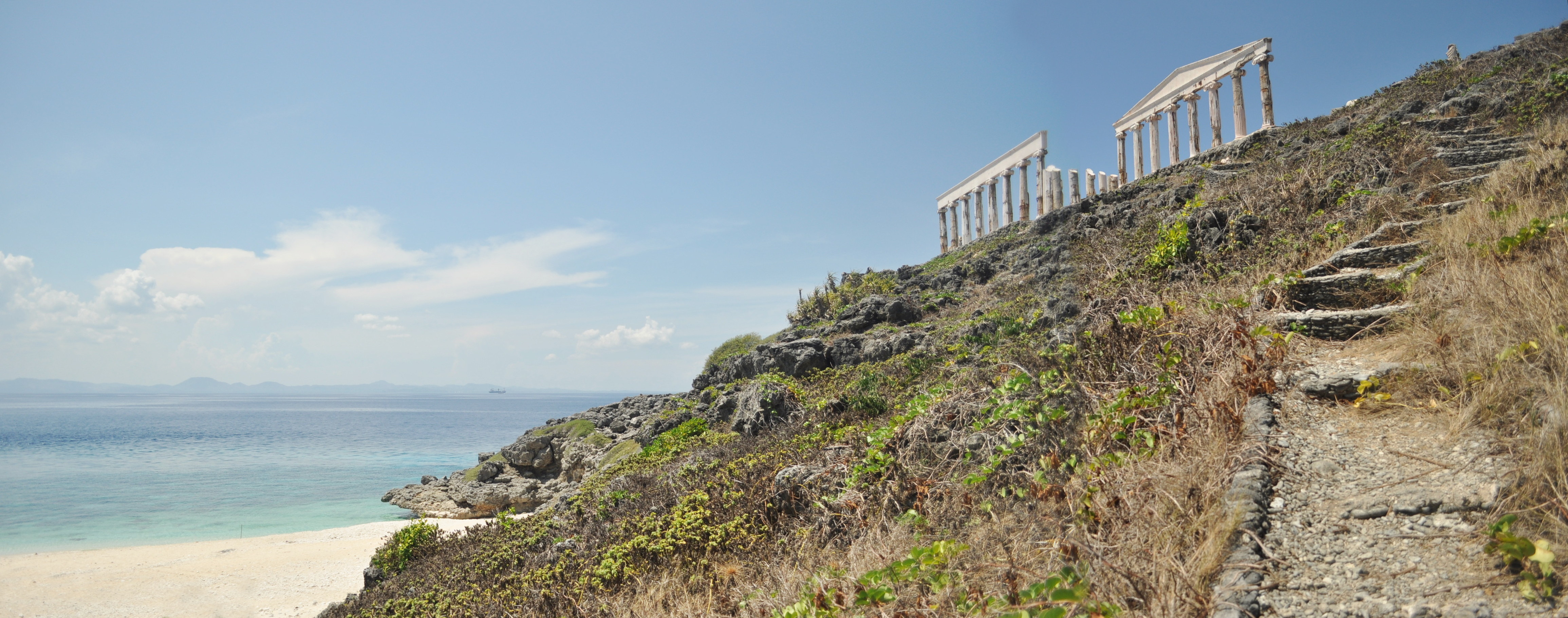 Fortune Island Camping on Fortune Island in the Philippines, showing the island coastline